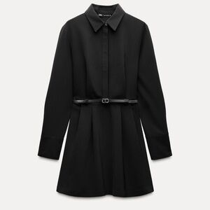 Zara Black Mini Dress with Belt, Size S